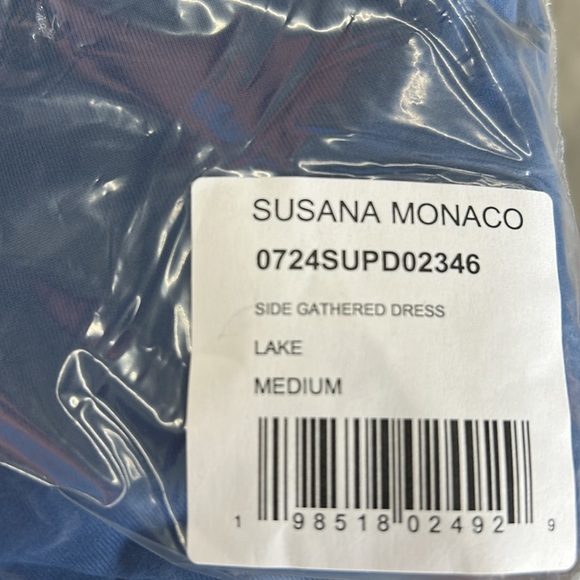 Susana Monaco NWT Side Gathered Dress in Lake (Blue) - Picture 5 of 8